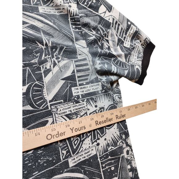 Royal Blue Hoodie Large Comic Book Graphic Short Sleeve Sweatshirt Retro Pop Art - Picture 4 of 16